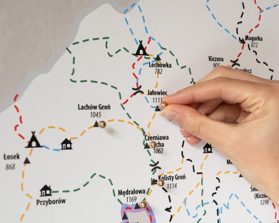 Mapa Beskid Żywiecki na ścianę do zaznaczania szczytów pinezkami (7)