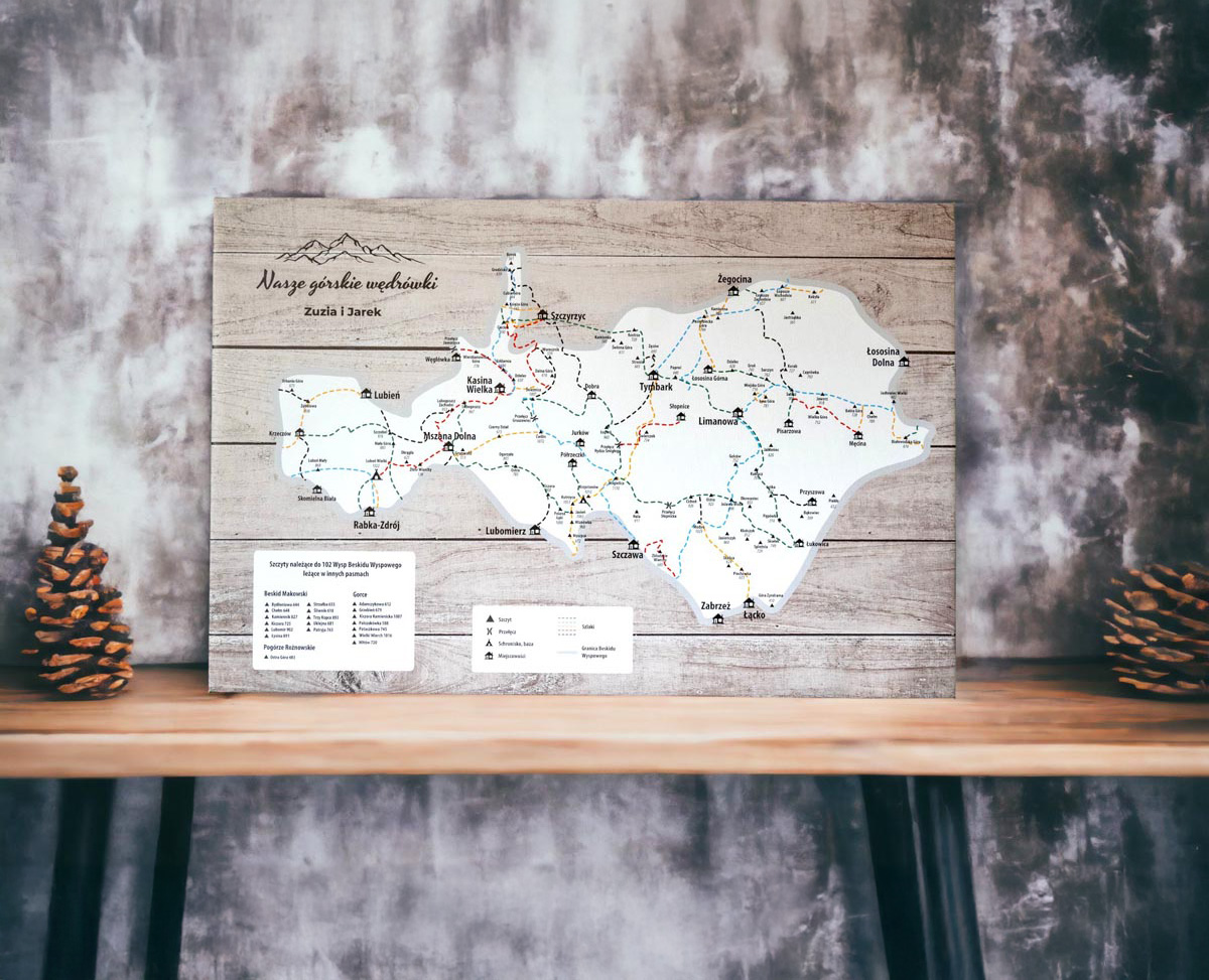 beskid wyspowy mapa na sciane z pinezkami (1)